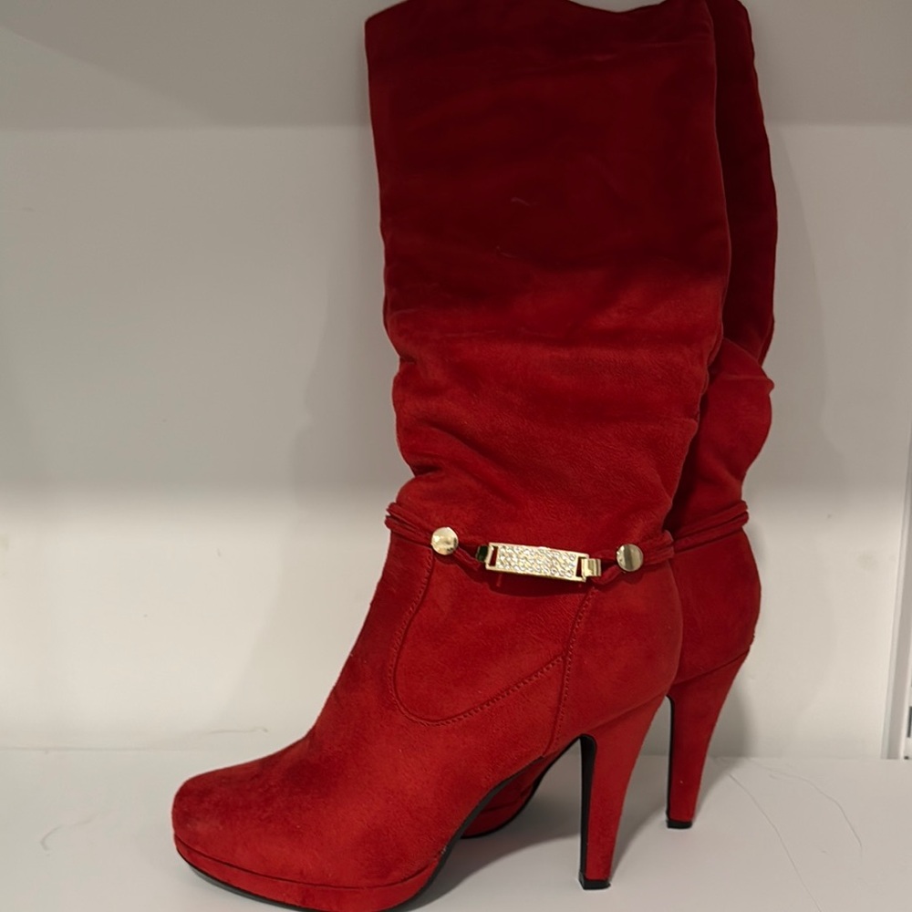 Red Suede Boots size 8